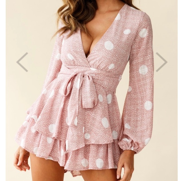 saints + secrets Dresses & Skirts - Romper fit and flare with polka dots in Pink💖